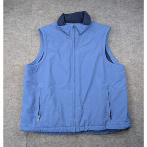 LL Bean Vest Mens XL Softshell Full Zip Outdoor Hiking Utility Blue Fleece Lined
